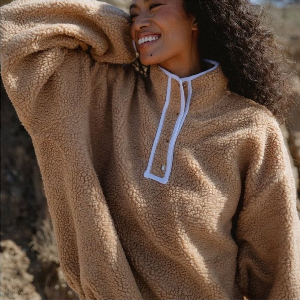 Parke Snap Pullover Fleece - Tan - Size S/M - Picture 2 of 5
